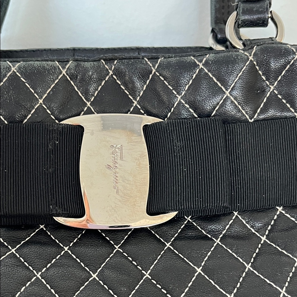 Ferragamo Black Quilted Leather Handbag - Picture 2 of 15